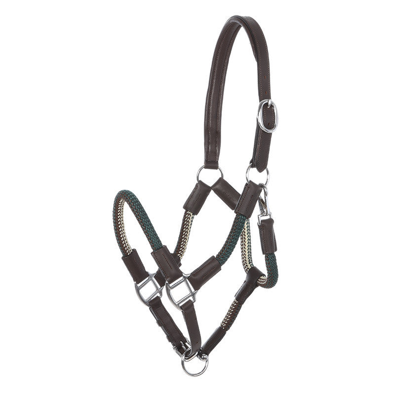 Kalvakade Rope and Leather Halter Burgundy with Black and Black Leather