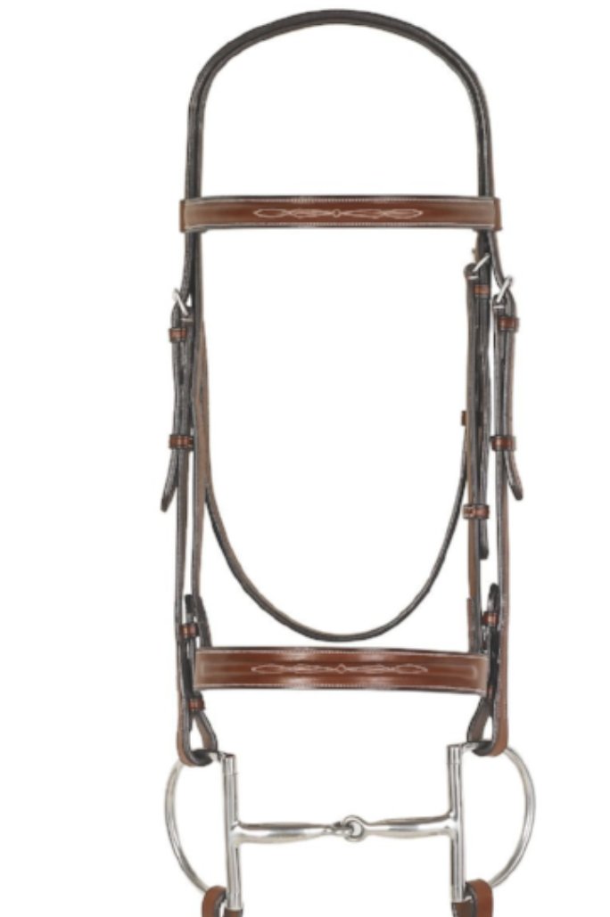 Rodrigo Pessoa® Fancy Stitched Inset Wide Noseband Bridle with Raised Fancy Stitched Laced Reins