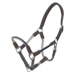 Kalvakade Rope and Leather Halter Navy with Beige and Brown Leather