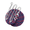 Perri's six foot 6' Cotton Lead with 30" Nickel Plated Chain Navy and Burgundy