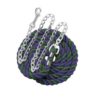 Perri's six foot 6' Cotton Lead with 30" Nickel Plated Chain White and Navy