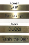 Horsefare Products Engravable Brass Plates Font Display
